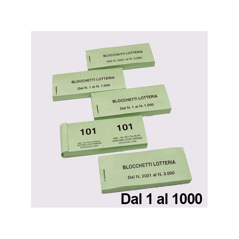 Biglietti Lotteria 1- 1000 Verde