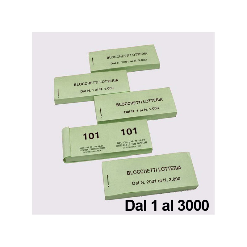 Biglietti Lotteria 1- 3000 Verde