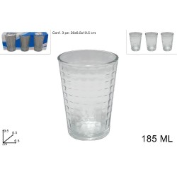 Set Bicchieri Vetro 3 pz Quadretti