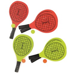 Racchettoni in Legno con pallina, 2 colori assortiti - 11853