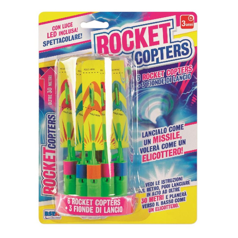 SET 6 ELICOTTERI CON LED + 3 FIONDE LANCIO