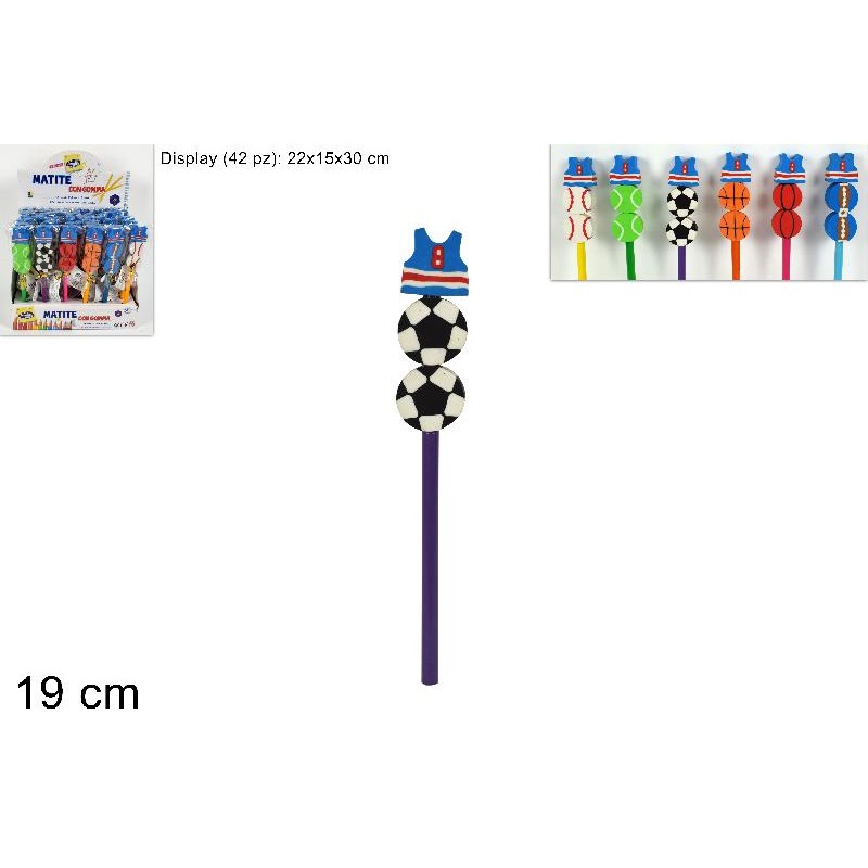 Matita con Tre Gomme Sport, modelli assortiti, 1 pezzo Matita con Tre Gomme Sport, modelli assortiti, 1 pezzo