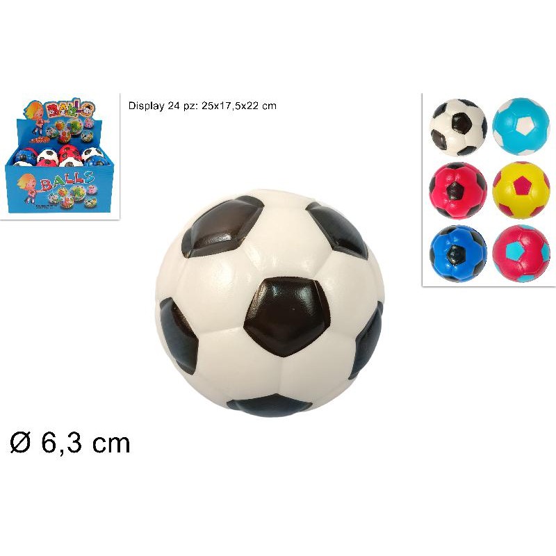 Pallina Spugna Calcio cm 6,3, colori assortiti, 1 pezzo Pallina Spugna Calcio cm 6,3, colori assortiti, 1 pezzo