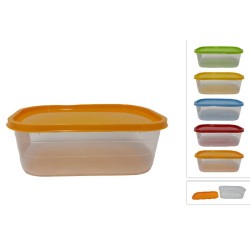 Contenitore di plastica trasparente rettangolare 1250 ml con coperchio in 4 colori assortiti