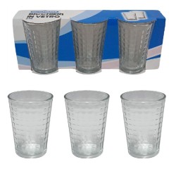 Set Bicchieri Vetro 3 pz Quadretti