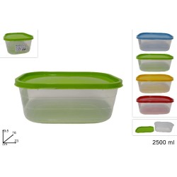 Contenitore Trasparente Rettangolare con Coperchio 2500 ml, colori assortiti