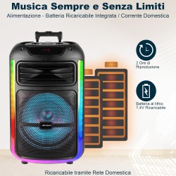 SPEAKER WIRELESS 100w CON MICROFONO, KARAOKE E PARTY