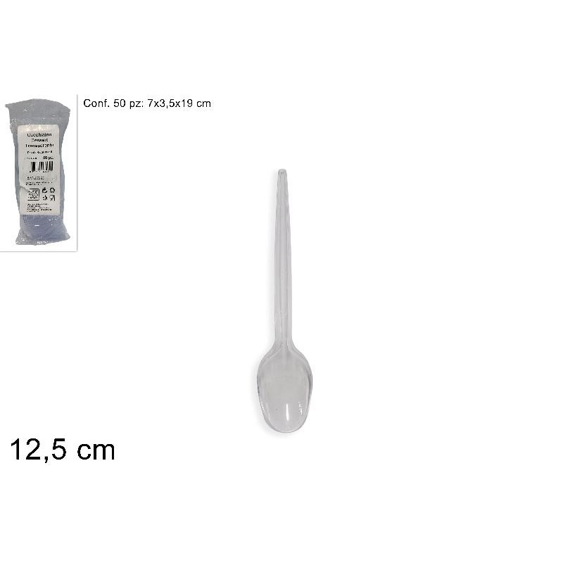 Cucchiaino Dessert 12,5 cm Trasparente, 50 Pezzi
