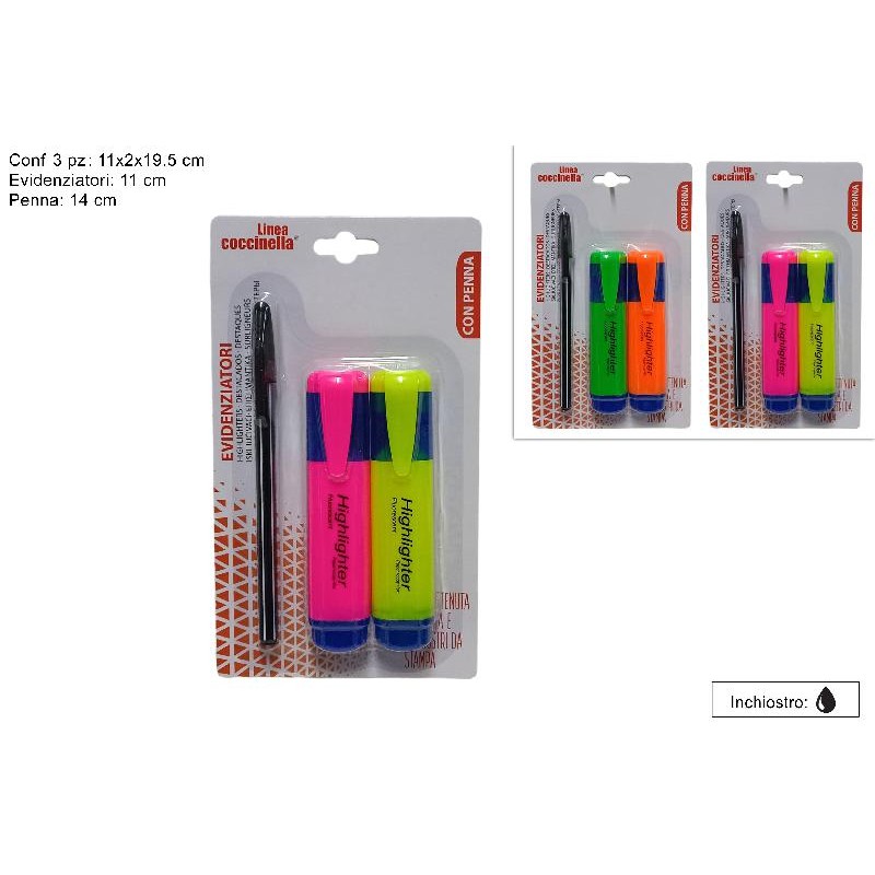 Bis Evidenziatori con Penna, colori assortiti