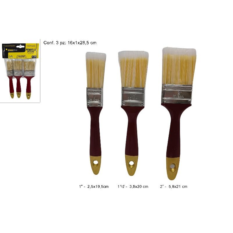 Set 3 Pennelli Pittura
