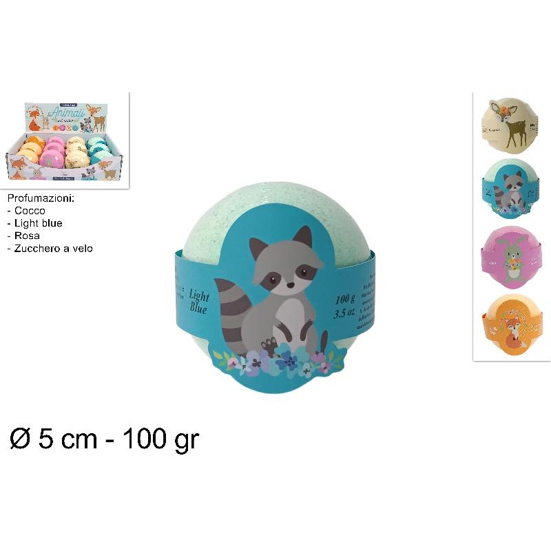 Bomba da Bagno 100 gr con Decoro Animali, modelli assortiti, 1 pezzo