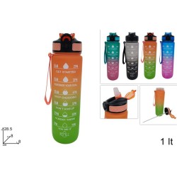 Borraccia Multicolor 1 Litro, 4 colori assortiti 28,5x8x8 cm, 1 pezzo