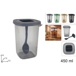 Barattolo Spezie con Cucchiaino 450 ml, 4 colori assortiti, 1 pezzo