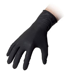 100 Guanti monouso in TPE Neri Senza Polvere per alimenti Cat. 1 (Taglia XL, Nero)
